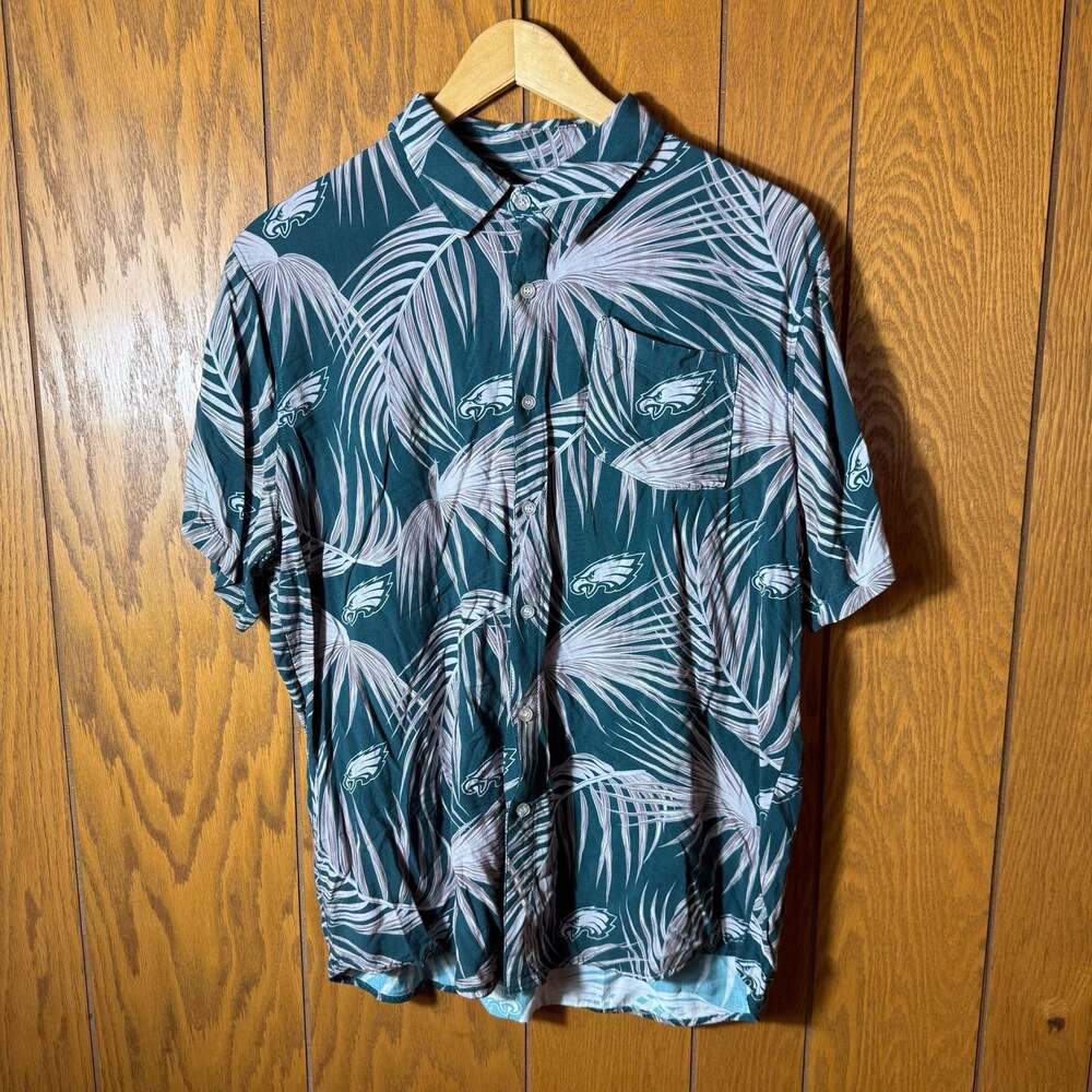 NFL Team Apparel Philadelphia Eagles Palm Leaf Hawaiian Shirt Size L